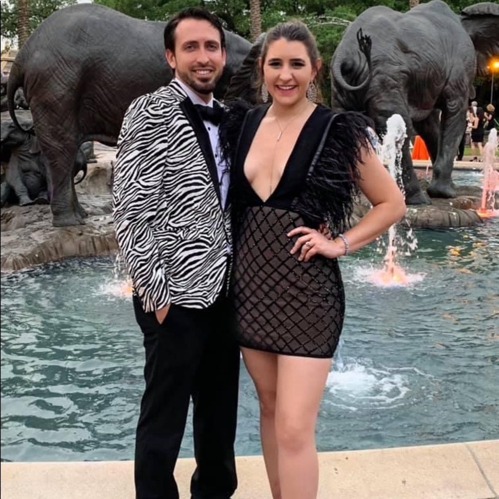 Bandage Sequin Feather Dress
